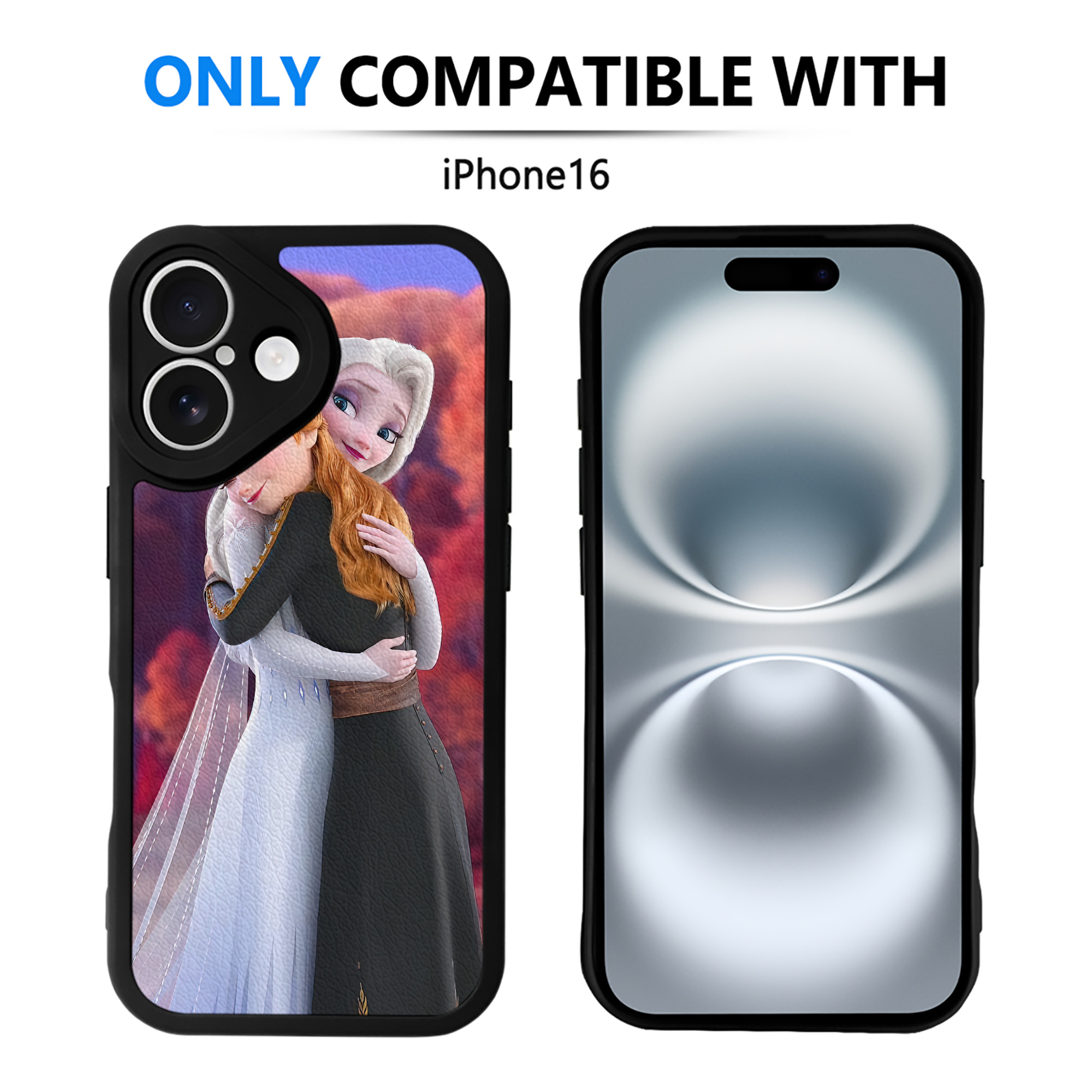 （画像用） アナと雪の女王 アンナ エルサ Frozen Anna Elsa 【iPhone 16シリーズ対応】シリコンスマホケース（レザー調） 材質：シリコン